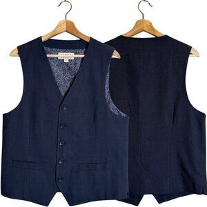 Joseph Abboud Plaid Vest Mens Small Blue Preppy Designer Business Casual Buttons